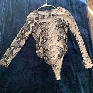 Long sleeve snakeskin print leotard